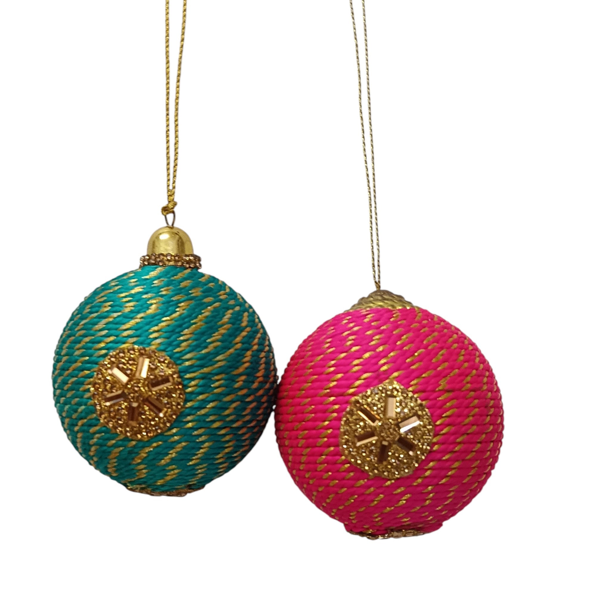 Set of 2 Embellished Balls Christmas Hangings